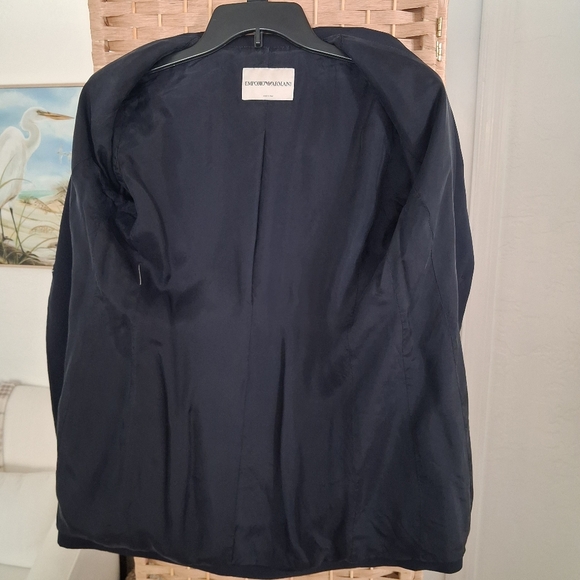 Vintage Emporio Armani Made In Italy Women's Dark Blue Suit Jacket Small - Picture 5 of 7